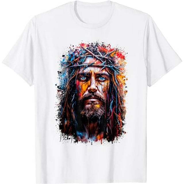 Graffiti-Style Portrait: Jesus Christ Crowned with Thorns T-Shirt - Walmart.com