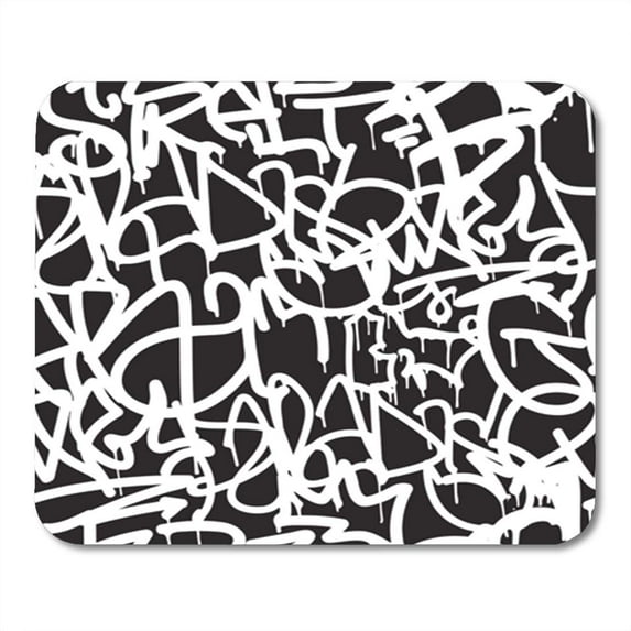 Graffiti Tags Writing Old School King of Street Monochrome Mousepad Mouse Pad Mouse Mat 9x10 inch
