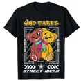 thumbnail image 1 of Graffiti Teddy Bear Streetwear Vibe Bold Attitude Who Cares Unisex T-shirt, 1 of 2