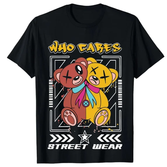 Graffiti Teddy Bear Streetwear Vibe Bold Attitude Who Cares Unisex T-shirt