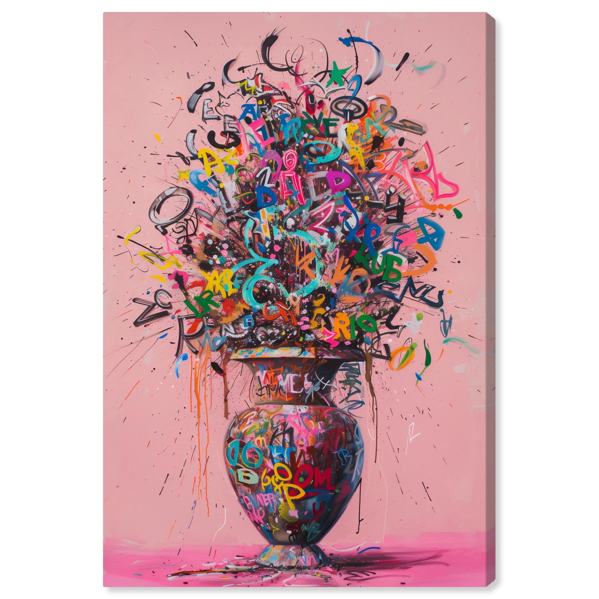 Colorful Abstract Graffiti Vase Canvas Art, 10" x 15"
