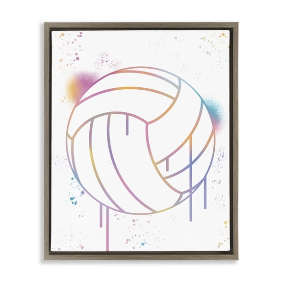 Stupell Industries Graffiti Volleyball Drip Brown Framed Floater Canvas Wall Art, design by Marcus Prime, 21 x 17