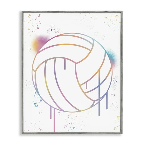 Stupell Industries Graffiti Volleyball Drip Gray Framed Giclee Art, design by Marcus Prime, 20 x 16