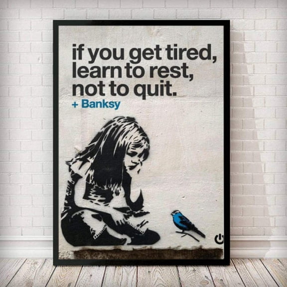Graffiti Wall Art If You Get Tired Learn to Rest Not to Quit Street Art Prints Girl Poster Modular Wall Art Canvas Paintings Pictures Home Decor for Living Room Office 12" x 16"x1 Unframed