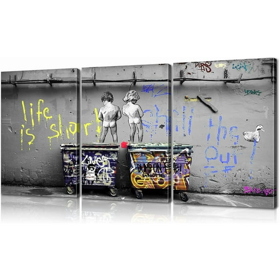 Graffiti Wall Art Sports Poster Football, Basketball, Baseball Wall Decor for Gym & Boys Room Built-in Lightweight Urban Sports Themed Artwork（Only canvas）