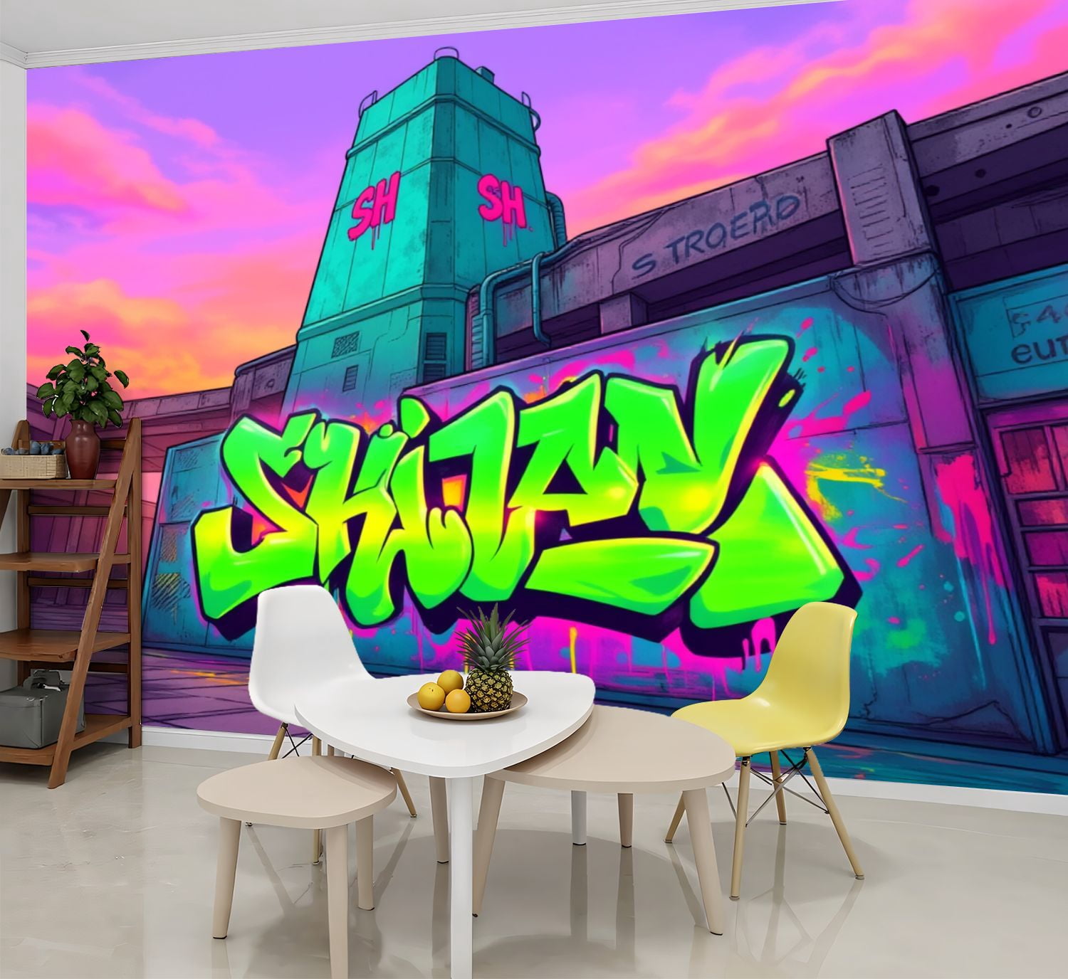 Graffiti Wallpaper Neon Green Graffiti Street Art Peel and Stick Wall ...