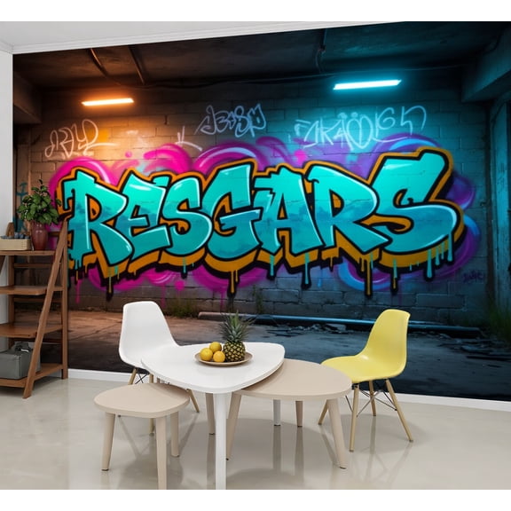 Graffiti Wallpaper Vibrant Graffiti Art Bold Letters Peel and Stick Wall Murals 69"H x 96"W Removable PVC Wall Paper Self-Adhesive Wall Paintings Art Decor for Bedroom Living Room
