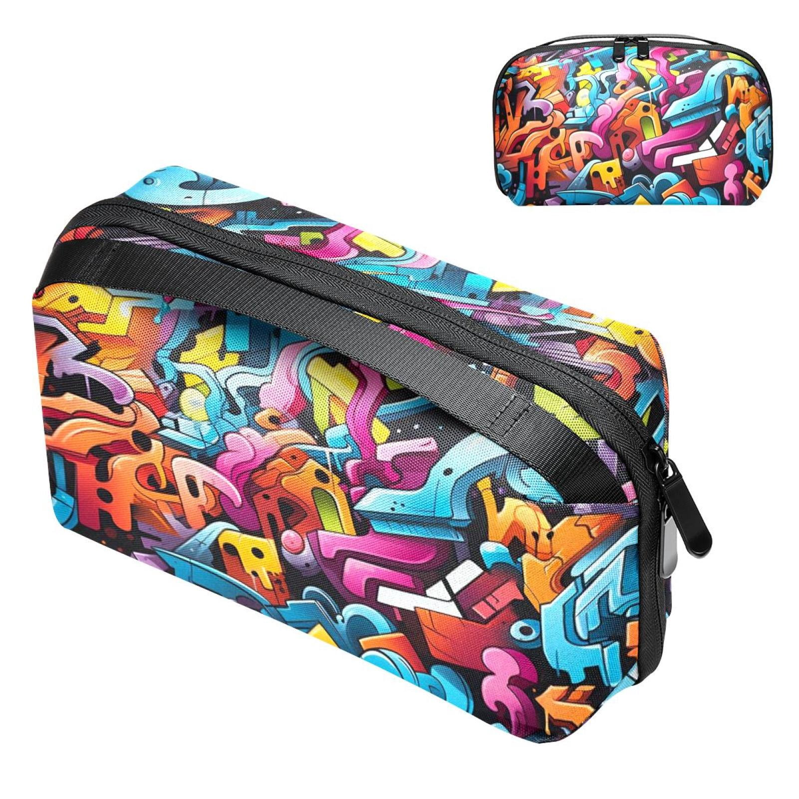Graffiti waterproof oxford fabric charger organizer storage pouch