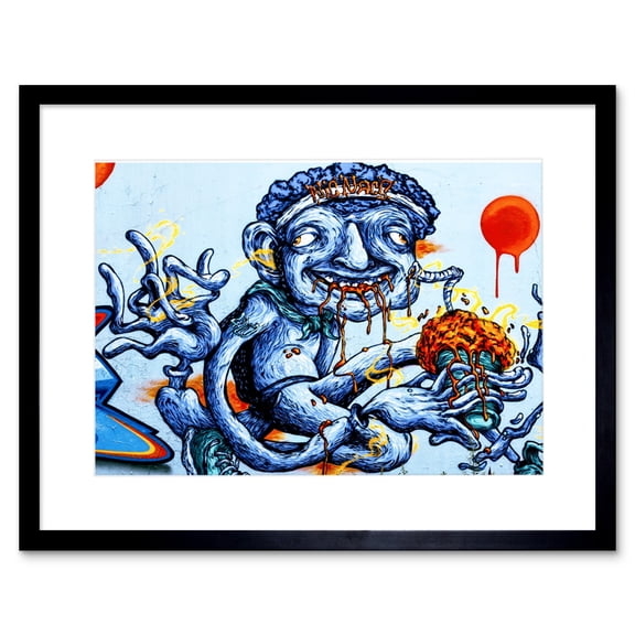 Graffiti Weird Guy Eating Framed Wall Art Print