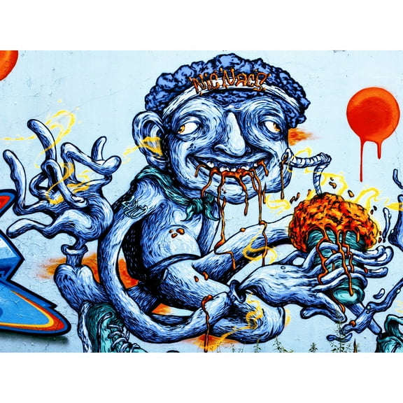 Graffiti Weird Guy Eating Large Wall Art Print