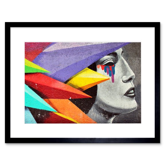 Graffiti Woman Tears Street Art Framed Wall Art Print