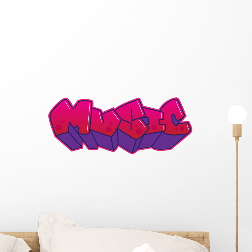 Large Music Headphone Word Hieroglyph Wall Decal - Custom Vinyl Sticker For Teen Room, Black Design