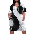 Graffiti Zen Master Spray paint yin yang Loose Pocket Dress summer
