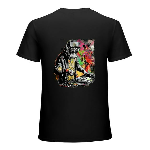 Graffiti art DJ monkey painting Banksy gorilla, design shirt, artistic presentation, T-shirt gift casual breathable men, women, boys, girls