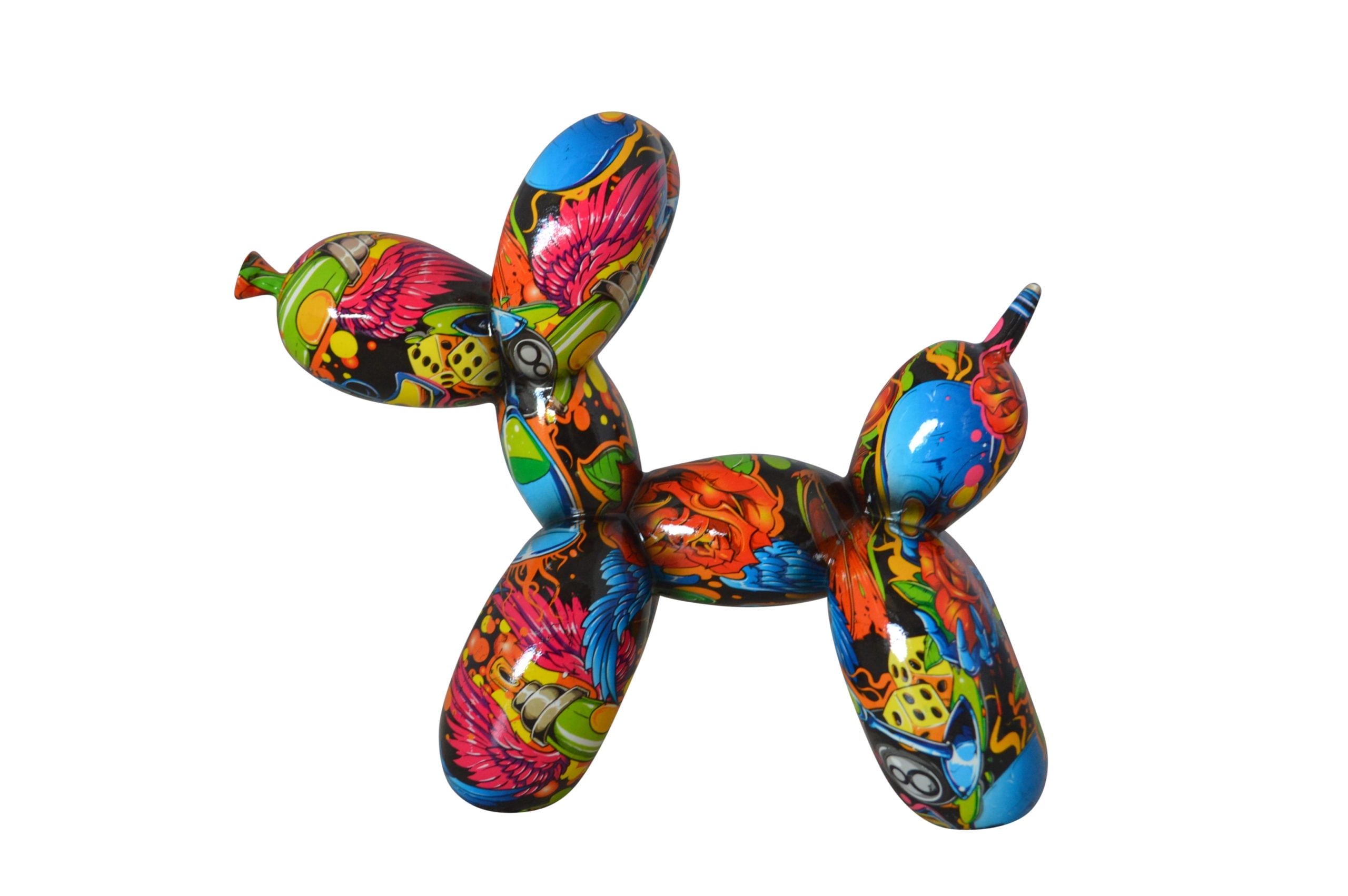 The Graffiti Balloon Dog Resin Statue - Modern Art Premium Sculpture, Unique and Sophisticated Decorative Showpiece for Home, Office and Room Decor, 9"L x 4"W x 7"H