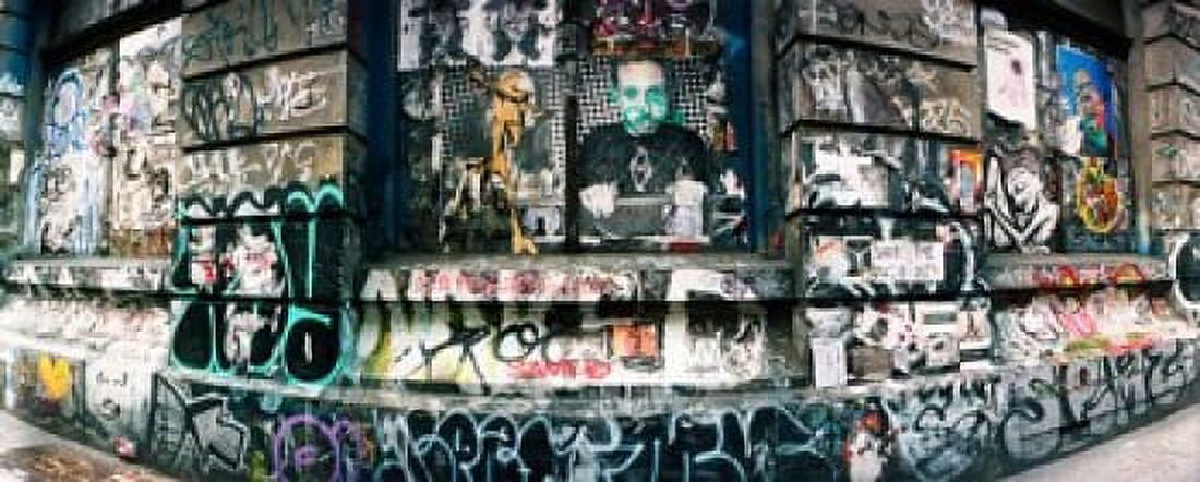 Graffiti covered Germania Bank Building on Bowery Street Soho Manhattan New York City New York State USA Canvas Art - Panoramic Images (15 x 6)
