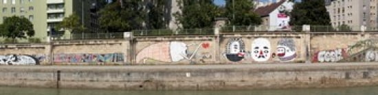 Graffiti on a wall at the riverside Wien River Vienna Austria Canvas Art - Panoramic Images (40 x 10)