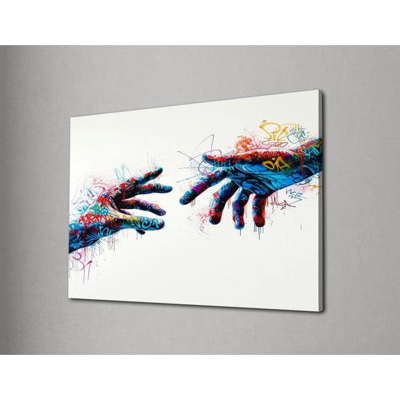 Graffiti wall art, abstract hands, modern street art print, colorful expressionist decor, contemporary pop art, unique gift idea Poster Decor, Size 16x24 UNFFRAMED F03.1.8l1444