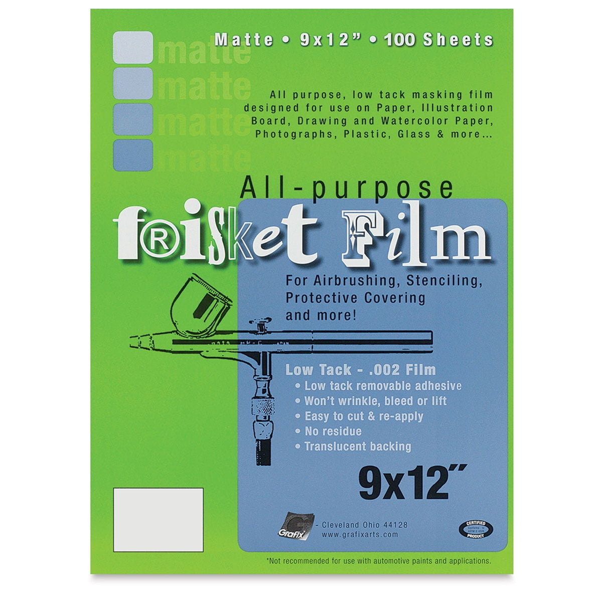 Grafix Frisket Film, All-Purpose Extra Tack, .001 Matte, 9X12 Inch, Pack of  12 Sheets, KET912-12
