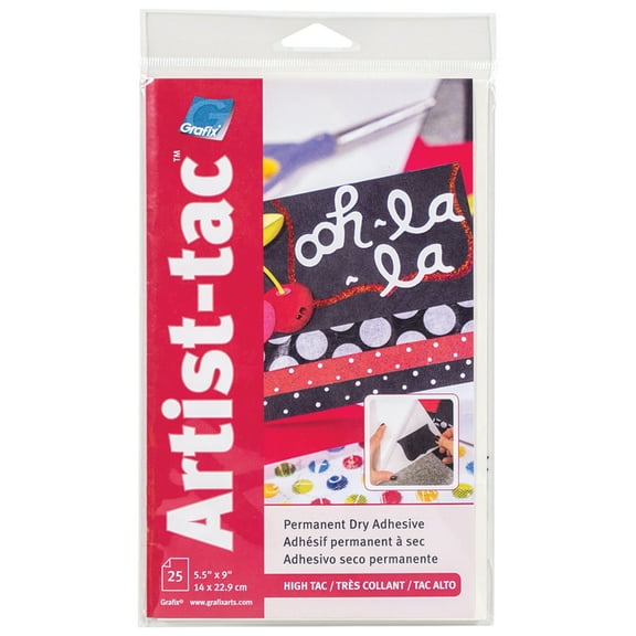 Grafix Artist-Tac Dry Adhesive Sheet, 5.5in x 9in, 25/Pkg.