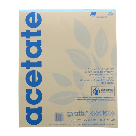 Grafix Clear Acetate Film, .003mm, 14in x 17in