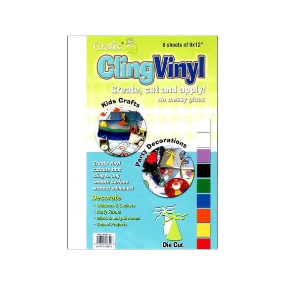 Grafix Cling Vinyl Sheet 9x12" 6pc Clear