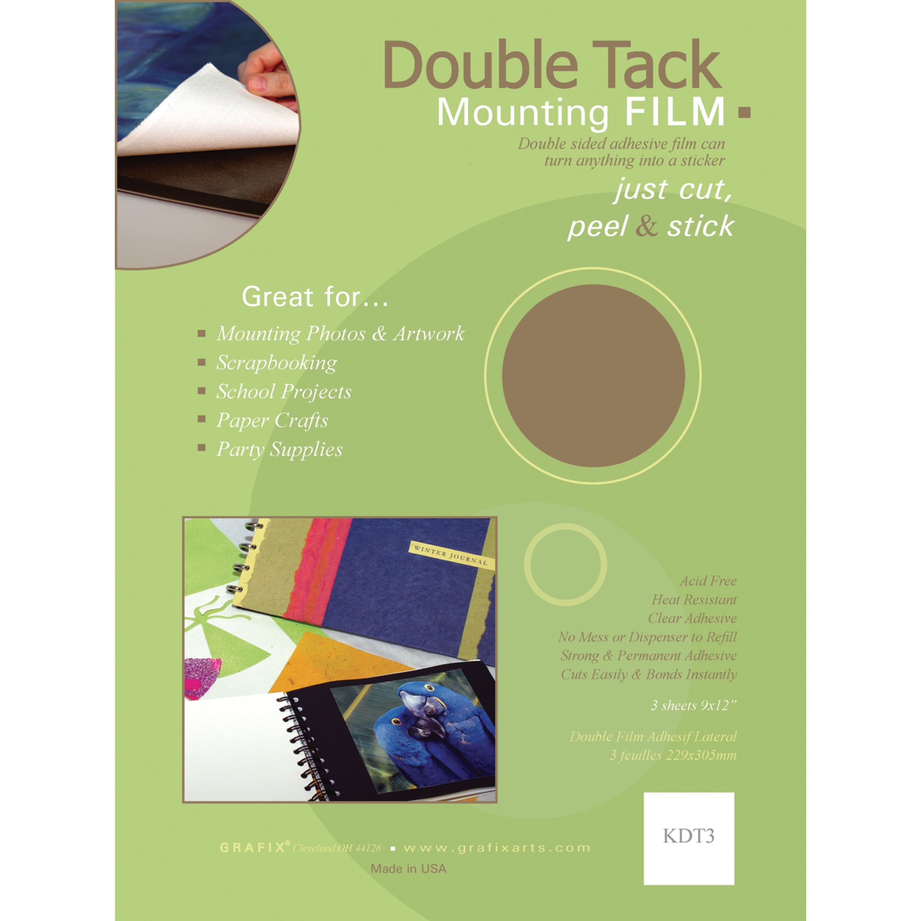 Grafix Double Tack Mounting Film, 9in X 12in, 3-Sheet Convenience Pack ...