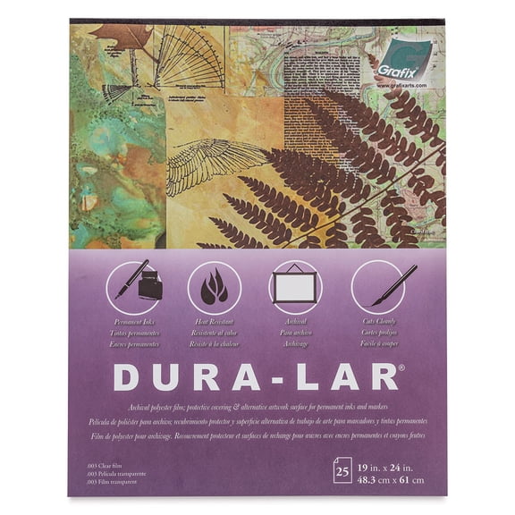 Grafix Dura-Lar Clear Acetate Alternative - 19" x 24" x .003", Pad, 25 Sheets