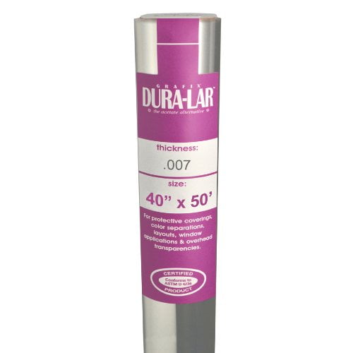 Grafix Dura-Lar Clear Acetate Alternative - 40" x 50 ft x .007", Overlay Roll