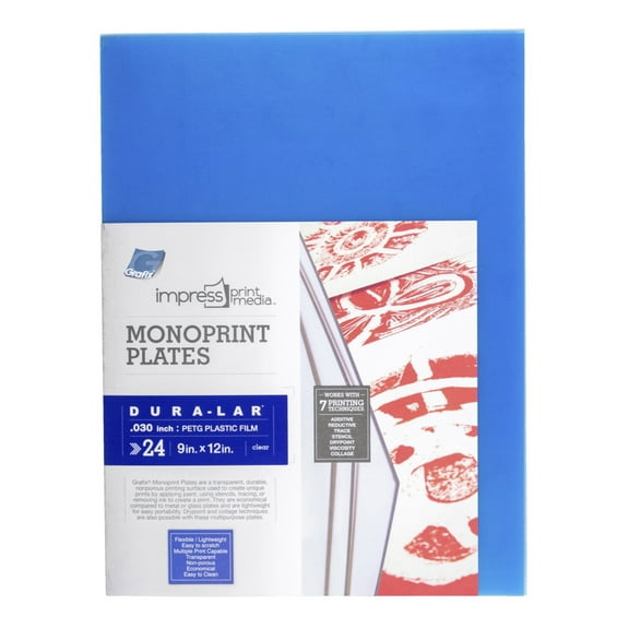 Grafix 2001249 9 x 12 in. Impress Print Media Monoprint Plates, Clear - Pack of 24