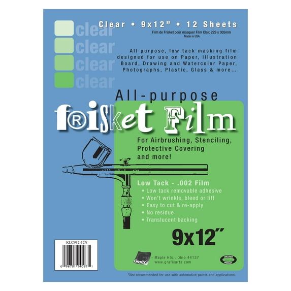 Grafix Low-Tack Frisket Film Sheets, 9in x 12in, Clear