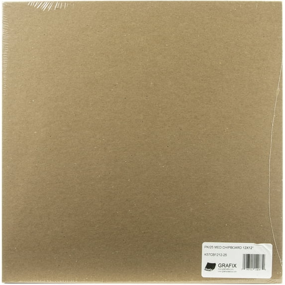 Grafix Medium Weight Chipboard Sheets 12"X12" 25/Pkg-Natural