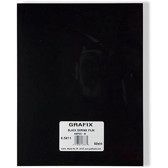 Grafix Shrink Film – Black, 8.5 x 11”, Pack of 50 – Black, Opaque Shrink Sheets
