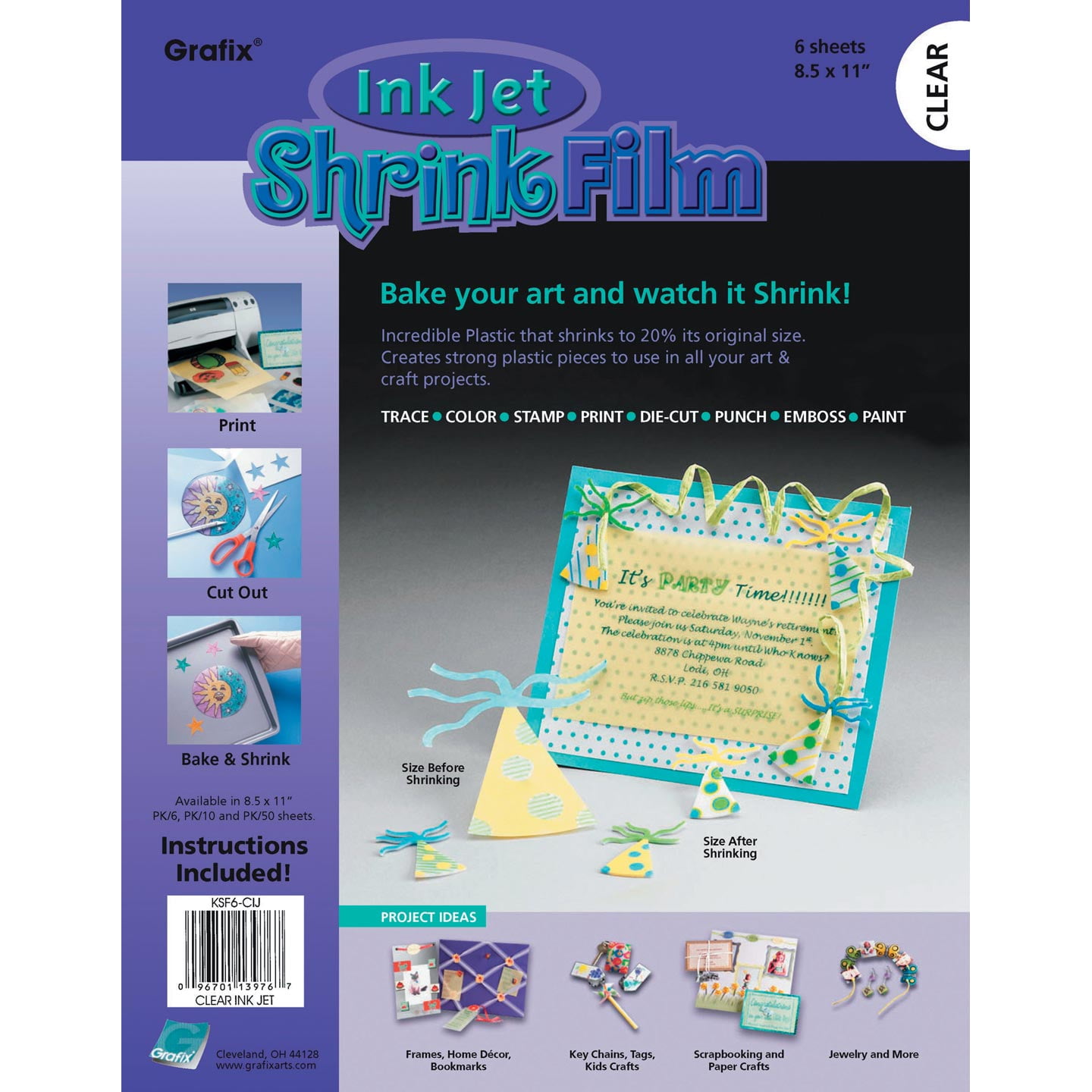 Shrink Film 8-1/2X11 Sheets 6/Pkg
