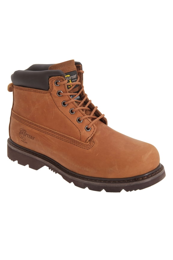 Mens 6 Eye Padded Leather Work Boots