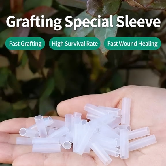 Grafting Sleeve 0.12-0.3 Inch, 50 Pack Silicone Grafting Sleeves, Flexible Plant Grafting Clips for Vegetables Flowers and Fruit Trees, Reusable High Elastic Grafting Tube(White)