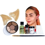 Graftobian Elf Ear Complete Makeup Kit - Elf Ears with Spirit Gum Adhesive and Skin Tone Makeup - for Cosplay, Halloween Costumes, Theater - Full Color Instructions