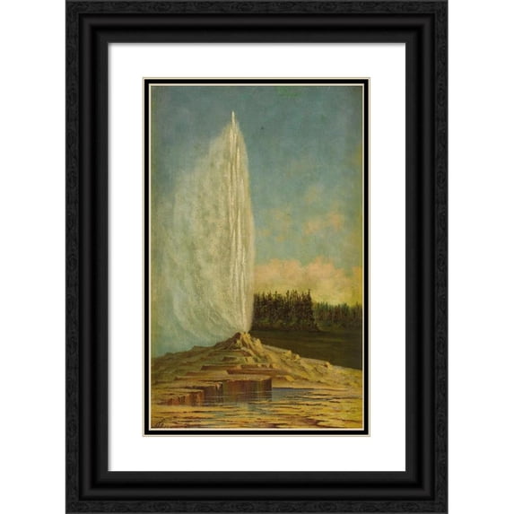 Grafton Tyler Brown 11x14 Black Ornate Wood Framed Double Matted Museum Art Print Titled: Yellowstone Geyser (1890)