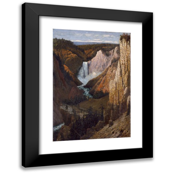 Grafton Tyler Brown 13x18 Black Modern Framed Museum Art Print Titled - View of the Lower Falls, Grand Canyon of the Yellowstone (1890)