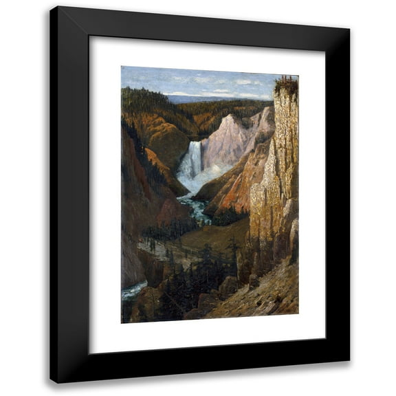 Grafton Tyler Brown 17x24 Black Modern Framed Museum Art Print Titled - View of the Lower Falls, Grand Canyon of the Yellowstone (1890)