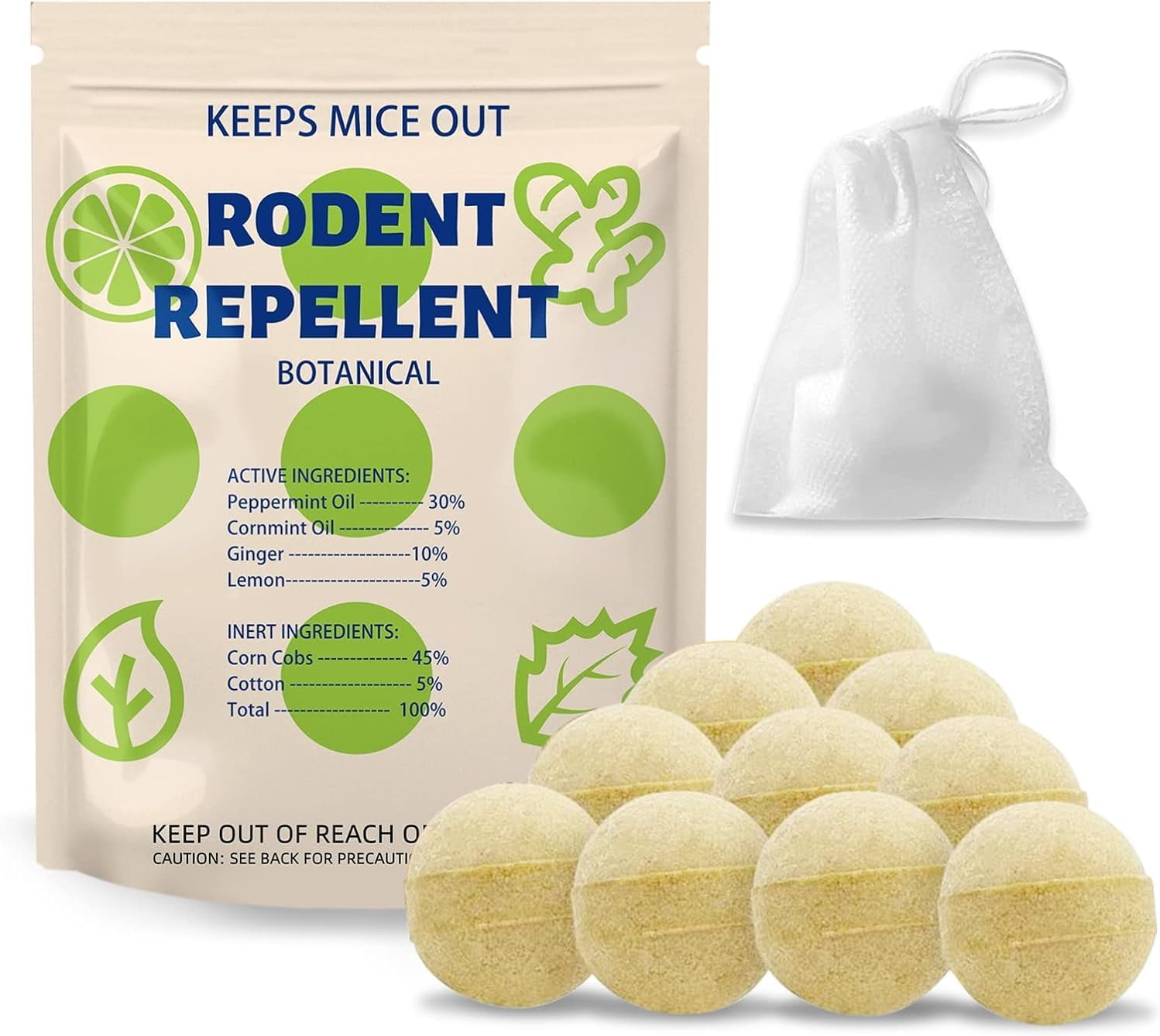 Quivanta Mouse Repellent Balls Peppermint Rats Deterrent Indoor Rodent ...