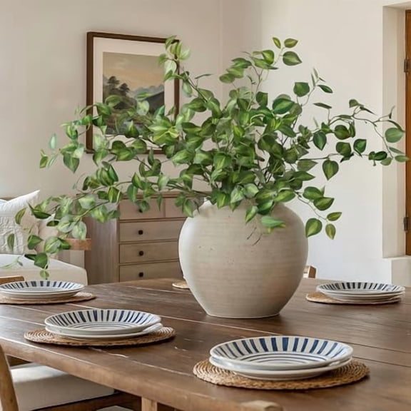 Gragaskl 5PCS Artificial Eucalyptus Leaves Stem Plants for Spring Decor, 32.7 inch Fake Leaves Greenery Branches Green Shrubs Silk Faux Foliage DIY Stems for Festival Home Kitchen Farmhouse(Green)