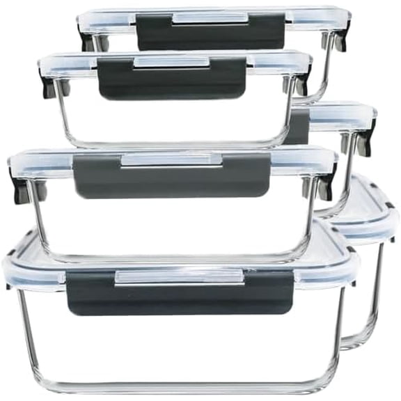 Gragaskl 67.4oz(8.3 cup), 33.8oz(4.2 cup)& 18.6oz(2.1 cup) Extra Large Glass Food Storage Containers Set with Lids, 6 Pack Airtight Glass Storage Container for Microwave,Oven,Freezer Dishwasher