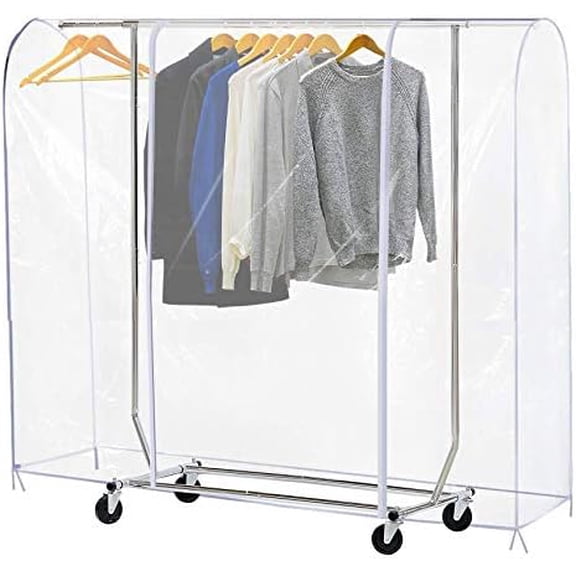 Gragaskl Clear Garment Rack Cover for Clothes Rack Cover with 2 Durable Zipper/Clothing Waterproof, Dustproof Protector (S:47.2x20x60 inch)
