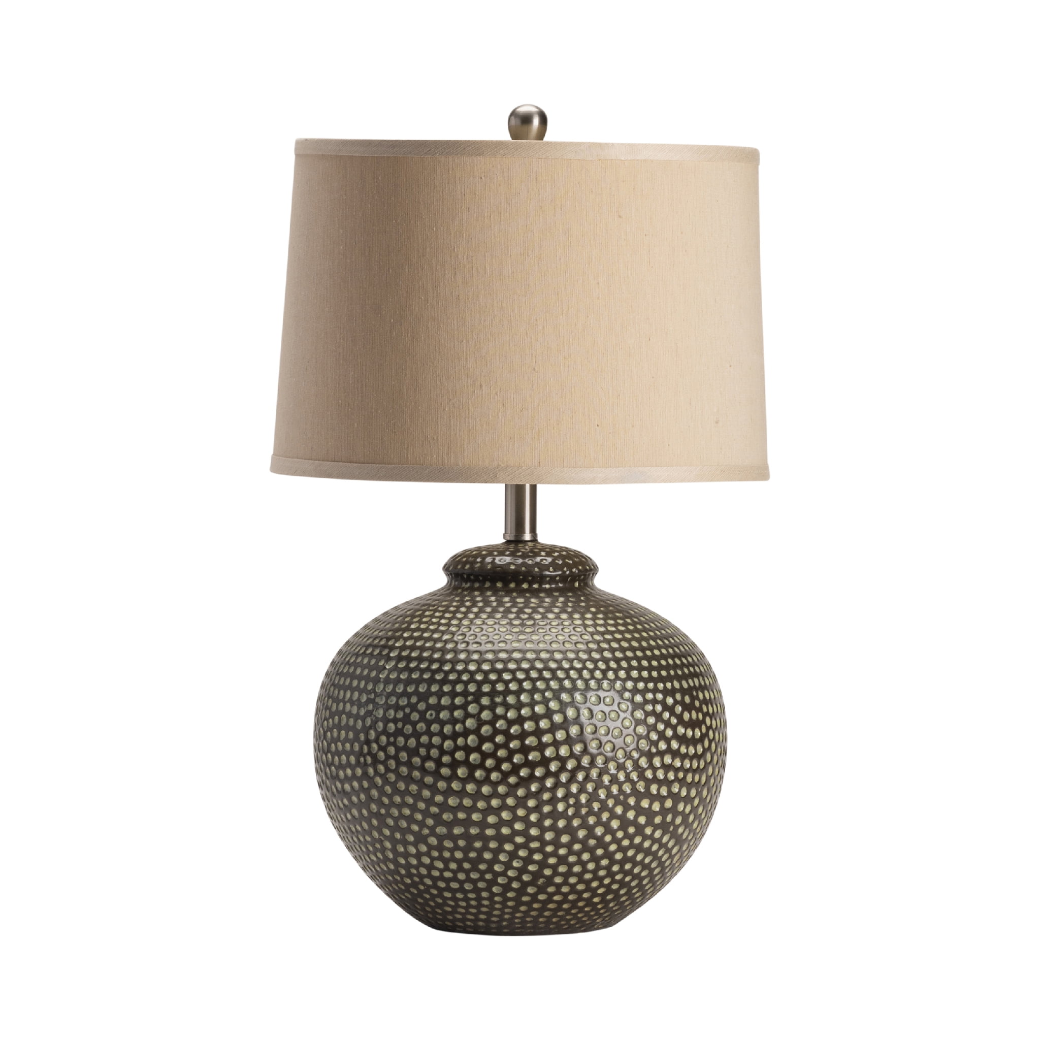 Bronze Textured Ceramic Table Lamp with Beige Shade