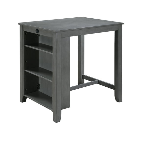 Graham 36" Gray Finish Small Space Counter Height Dining Table with USB Charging Ports and Shelves