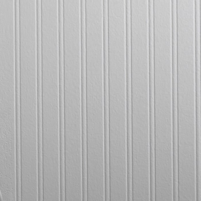 White Embossed Beadboard Paintable Wallpaper Roll