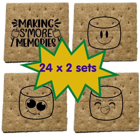 Graham Crackers | Individually Wrapped | 24 x 2 sets = 48 units | SMORES design | Ready for S'mores or Snacks