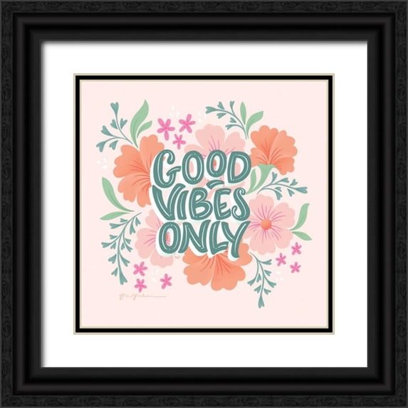 Graham, Gia 15x15 Black Ornate Wood Framed with Double Matting Museum Art Print Titled - Boho Florals II