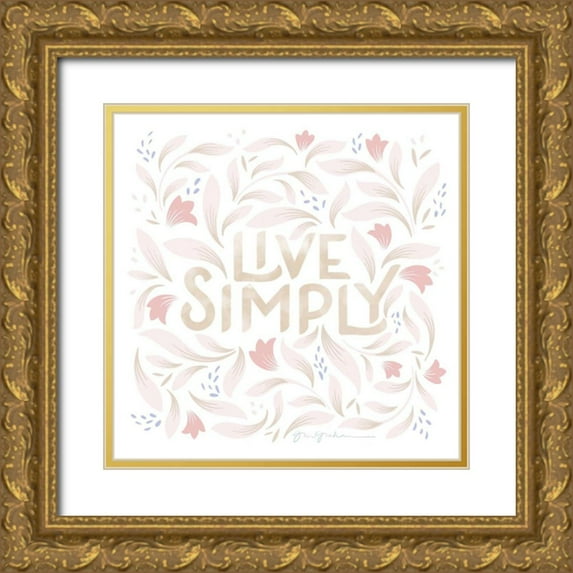 Graham, Gia 15x15 Gold Ornate Wood Framed with Double Matting Museum Art Print Titled - Calm Words I Blush